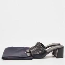 Prada Black Quilted Leather Slide Sandals Size 39