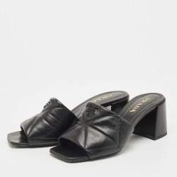 Prada Black Quilted Leather Slide Sandals Size 39