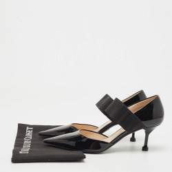 مملوكة مسبقًا Prada Black Patent Leather Elastic Pointed Toe Pumps Size 38