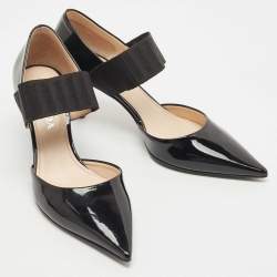 مملوكة مسبقًا Prada Black Patent Leather Elastic Pointed Toe Pumps Size 38