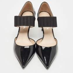 مملوكة مسبقًا Prada Black Patent Leather Elastic Pointed Toe Pumps Size 38