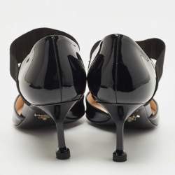 مملوكة مسبقًا Prada Black Patent Leather Elastic Pointed Toe Pumps Size 38