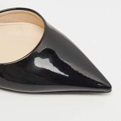 مملوكة مسبقًا Prada Black Patent Leather Elastic Pointed Toe Pumps Size 38