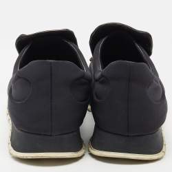 Prada Black Neoprene Crystal Embellished Slip On Sneakers Size 38