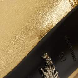 Prada Metallic Gold  Leather Ankle Boots Size 37