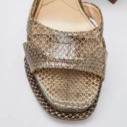 Prada Two Tone Watersnake Platform Ankle Strap Sandals Size 37.5