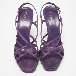Prada Purple Satin Strappy Slingback Sandals Size 39.5