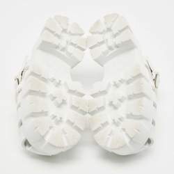 Prada White Leather and Rubber Monolith Platform Sandals Size 35