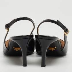 مملوكة مسبقًا Prada Black Leather Pointed Toe Slingback Sandals Size 37