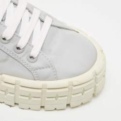 Pre Owned Prada Grey Nylon Double Wheel Lace Up Sneakers Size 40