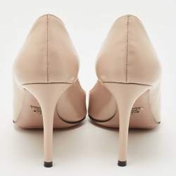 Prada Beige Saffiano Patent Leather Pointed Toe Pumps Size 39