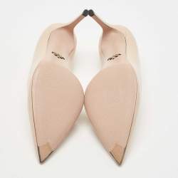 Prada Beige Saffiano Patent Leather Pointed Toe Pumps Size 39