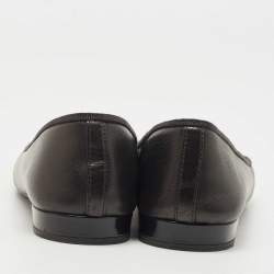Prada Black Leather and Patent Cap Toe Bow Ballet Flats Size 37