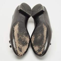 Prada Black Leather and Patent Cap Toe Bow Ballet Flats Size 37