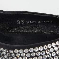 Prada Black Satin Crystal Embellished Pointed Toe Slingback Pumps 38