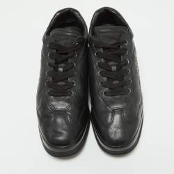 Pre Owned Prada Black Leather Low Top Sneakers Size 40.5