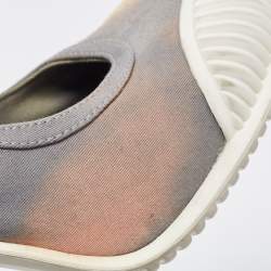 Pre Owned Prada Grey/White Fabric and Rubber Mary Jane Pumps Size 40.5