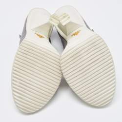 Pre Owned Prada Grey/White Fabric and Rubber Mary Jane Pumps Size 40.5