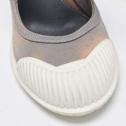 Pre Owned Prada Grey/White Fabric and Rubber Mary Jane Pumps Size 40.5