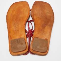 Prada Red Leather Strappy Flat Sandals Size 39