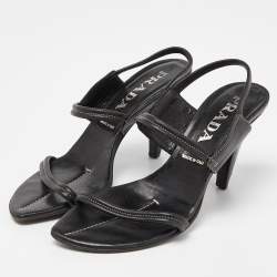 Prada Black Leather Slingback Sandals Size 36