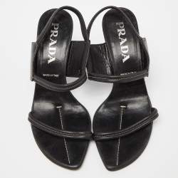 Prada Black Leather Slingback Sandals Size 36