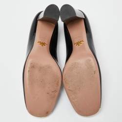 Prada Black Patent Leather Square Toe Block Heel Pumps Size 41