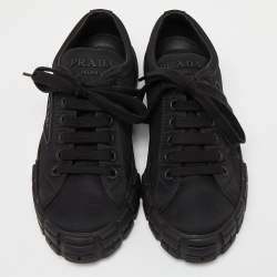 Prada Black Re-Nylon Wheel Cassetta Sneakers Size 38