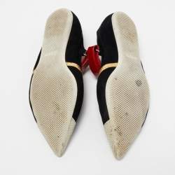 Prada Multicolor Suede and Patent Pointed Toe Ballet Flats Size 38