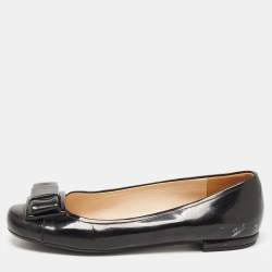 Prada Black Patent Leather Bow Ballet Flats Size 38