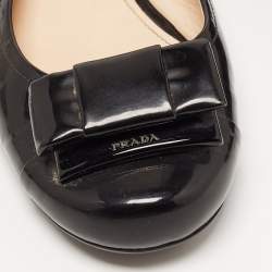 Prada Black Patent Leather Bow Ballet Flats Size 38