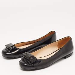 Prada Black Patent Leather Bow Ballet Flats Size 38