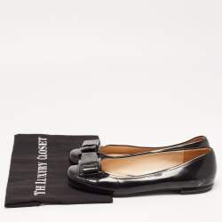 Prada Black Patent Leather Bow Ballet Flats Size 38