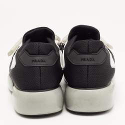 Pre Owned Prada Black Mesh Velcro Strap Low Top Sneakers Size 38