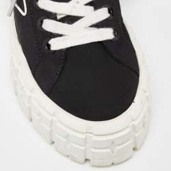 Pre Owned Prada Black Canvas Double Wheel Lace Up Sneakers Size 38