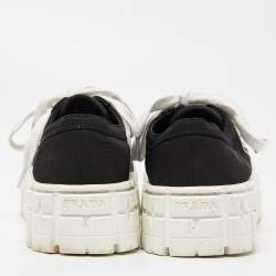 Pre Owned Prada Black Canvas Double Wheel Lace Up Sneakers Size 38