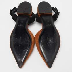 Prada Brown Suede Pointed Toe Ankle Strap Flat Mules Size 37