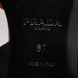 Prada Brown Suede Pointed Toe Ankle Strap Flat Mules Size 37