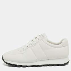 Prada White Leather Trainers Lace Up Sneakers Size 38