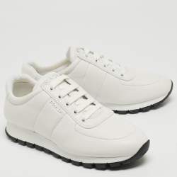 Prada White Leather Trainers Lace Up Sneakers Size 38