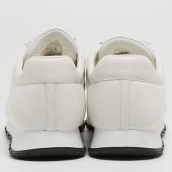 Prada White Leather Trainers Lace Up Sneakers Size 38