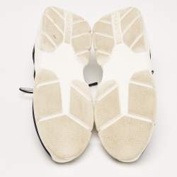 Pre Owned Prada Black Logo Knit Fabric Low Top Sneakers Size 38