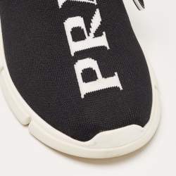 Pre Owned Prada Black Logo Knit Fabric Low Top Sneakers Size 38