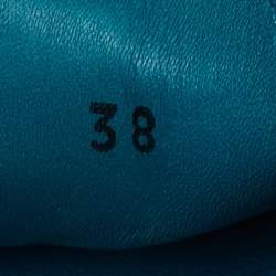 Pre Owned Prada Blue Patent Leather Slip On Loafers Size 38