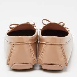 Pre Owned Prada Beige  Patent Leather Slip On Loafers Size 39.5