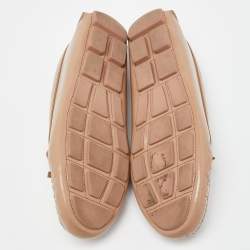 Pre Owned Prada Beige  Patent Leather Slip On Loafers Size 39.5