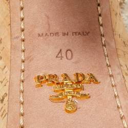 Prada Metallic Gold Leather Cork Waged Sandals Size 40