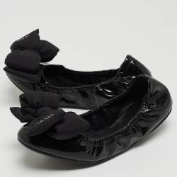 Prada Black Patent Leather Scrunch Ballet Flats Size 36.5