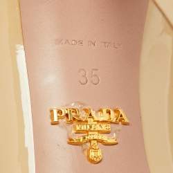 Pre Owned Prada Beige Patent Leather Platform Pumps Size 35