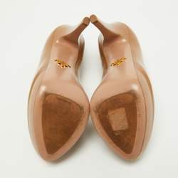 Pre Owned Prada Beige Patent Leather Platform Pumps Size 35